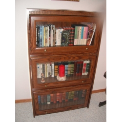  Medium Oak 3 Shelf Display Case Flip Up Glass Doors